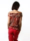 Червона блузаз абстрактним принтом на зав'язці | 6652469 | фото 4