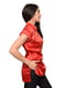 Червона подовжена блуза в японському стилі з вишивкою | 6652489 | фото 2