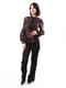 Вишукана коричнева блуза, прикрашена оборками | 6652521 | фото 2