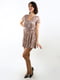 Коротка принтована коричнева сукня А-силуету | 6652550 | фото 3