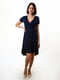 Темно-синя асиметрична сукня вільного крою | 6652566 | фото 2