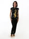Чорна блуза в японському стилі з вишивкою | 6652591 | фото 2