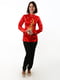 Червона подовжена блуза в японському стилі з вишивкою | 6652592 | фото 2
