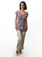 Фіолетова блуза з квітковим принтом | 6652683 | фото 2