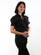 Чорна приталена блуза з рукавами-фонариками | 6652747 | фото 3