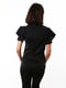 Чорна приталена блуза з рукавами-фонариками | 6652747 | фото 4