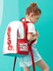 Шкільний ортопедичний білий рюкзак з червоним принтом | 6652796 | фото 4