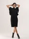 Чорна класична сукня з рукавами-флаттер | 6652867 | фото 4