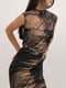 Чорно-бежева шифонова сукня з абстрактним принтом | 6652868 | фото 5