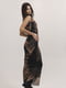 Чорно-бежева шифонова сукня з абстрактним принтом | 6652868 | фото 3