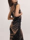 Чорно-бежева шифонова сукня з абстрактним принтом | 6652868 | фото 4