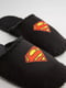 Тапочки черные с рисунком с флоковым нанесением Superman | 6649672 | фото 3