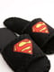 Капці чорні з малюнком із флоковим нанесенням Superman | 6649679 | фото 4