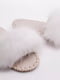 Тапочки с белым с натуральным мехом песца | 6649803 | фото 3