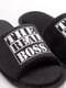 Чорні капці з написом The real boss | 6649920 | фото 3