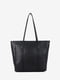 Большая кожаная сумка-шопер черного цвета | 6653701 | фото 3