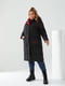 Чорне зимове пальто із вставками червоного кольору | 6653873 | фото 3