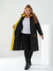 Чорне зимове пальто із вставками жовтого кольору | 6653874 | фото 2