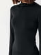 Приталенное черное платье-миди под горло | 6653624 | фото 4