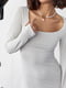Приталена молочна сукня-міді з квадратною горловиною | 6653628 | фото 4