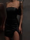 Чорна міні-сукня з розрізом на стегні | 6657975 | фото 3
