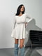 Сукня А-силуету молочного кольору в рубчик | 6657987 | фото 3