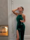 Оксамитова зелена сукня з розрізом | 6658004 | фото 3