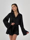 Черная шелковая пижама: рубашка и шорты | 6658506 | фото 3