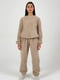 Світло-коричнева плюшева піжама: штани з кишенями та джемпер | 6658501