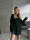 Трендовий светр-сукня вільного крою темно-зелений | 6658714 | фото 3