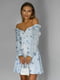 Сукня-міні блакитного кольору з розрізом | 6658789 | фото 2