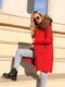 Зимове червоне пальто з натуральним хутром єнота | 6659597 | фото 6