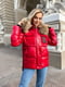 Зимова червона куртка з натуральним хутром єнота | 6659606 | фото 3