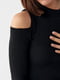 Силуетна чорна сукня в рубчик з вирізами на плечах | 6663970 | фото 5
