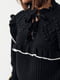 Укороченный вязаный джемпер черный с рюшами и завязками | 6663983 | фото 4