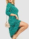 Сукня А-силуету зелена в горошок | 6664810 | фото 3