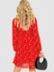 Платье А-силуэта красное в цветочный принт | 6664811 | фото 4