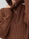 Коричневый свитер oversize с косами и воротником на молнии | 6664852 | фото 4