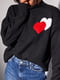 Чорний светр із двома сердечками | 6664857 | фото 4