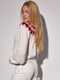 Укороченный вязаный свитер молочного цвета с орнаментом | 6664896 | фото 2
