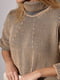 Коричневий трикотажний светр оверсайз з візерунком у рубчик | 6664897 | фото 4