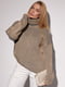 Коричневий трикотажний светр оверсайз з візерунком у рубчик | 6664897 | фото 6