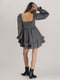 Платье А-силуэта серое в горошек с рукавами-воланами | 6666008 | фото 5