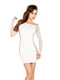 Біла сукня-сітка з спущеним плечем та довгим рукавом | 6666530 | фото 5