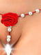 Сексуальні трусики з перлами та трояндочкою Aurora червоні, розмір XS-M | 6669532 | фото 3