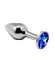 Металева анальна пробка з кристалом Mini Metal Butt Plug Blue L | 6670128