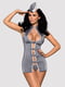 Еротичний костюм стюардеси Obsessive Stewardess 3 pcs costume grey S/M, сірий, сукня, стрінги, пілот | 6671190