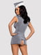 Еротичний костюм стюардеси Obsessive Stewardess 3 pcs costume grey S/M, сірий, сукня, стрінги, пілот | 6671190 | фото 2