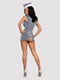 Еротичний костюм стюардеси Obsessive Stewardess 3 pcs costume grey S/M, сірий, сукня, стрінги, пілот | 6671190 | фото 4