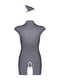 Еротичний костюм стюардеси Obsessive Stewardess 3 pcs costume grey S/M, сірий, сукня, стрінги, пілот | 6671190 | фото 7